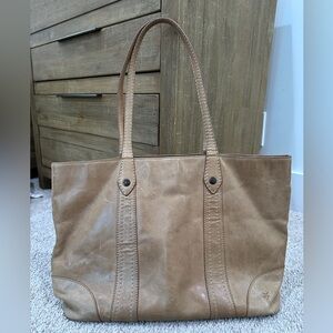 Melissa Washed Leather Shopper Tote Bag in Biege